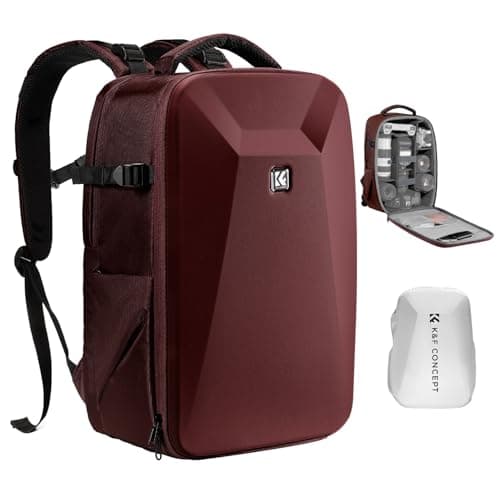 K&F CONCEPT Camera Backpack,Hardshell DSLR Photography Camera Bag (Red)