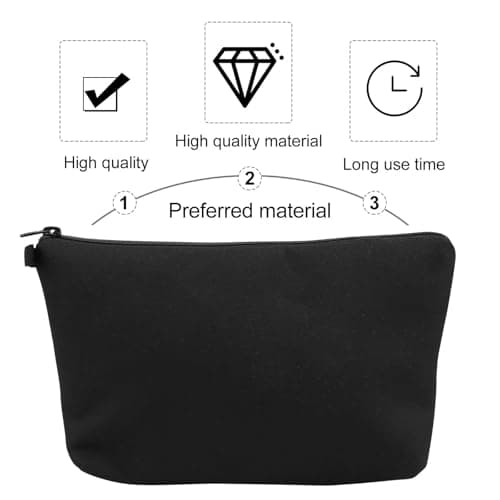 POPETPOP Pure Black Makeup Organizer Bag for Women Polyester Clutch Pouch with Zipper Portable Travel Cosmetic Storage for Lipstick Eye Shadow Shaving Kit Daily and Journey Use — view 3