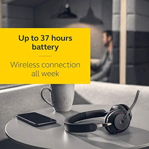 Jabra Evolve2 65 Wireless PC Headset – Noise Cancelling Microsoft Teams Certified Stereo Headphones With Long-Lasting Battery – USB-C Bluetooth Adapter – Black — view 5