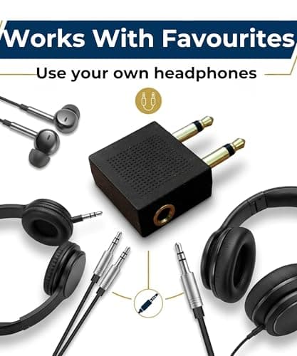 Electoys Airplane Flight Headphone Adapter Gold Plated - 3.5mm Jack Airline Audio Converter Dual 2 Pin - Male to Female Socket for Inflight Entertainment Systems Travel Accessory - Pack of 2 — view 5