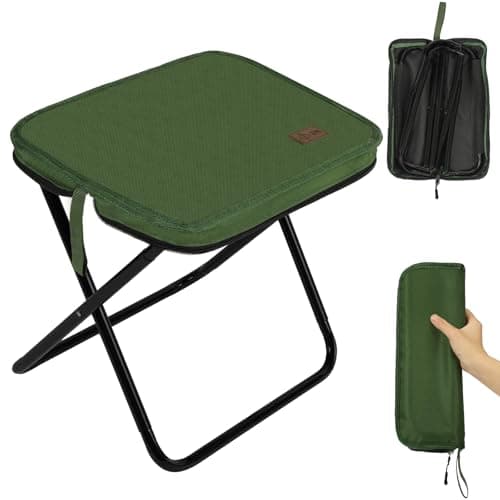 AOOSA Camping Stool, Portable Folding Stool, 32.5×26×31cm - Green