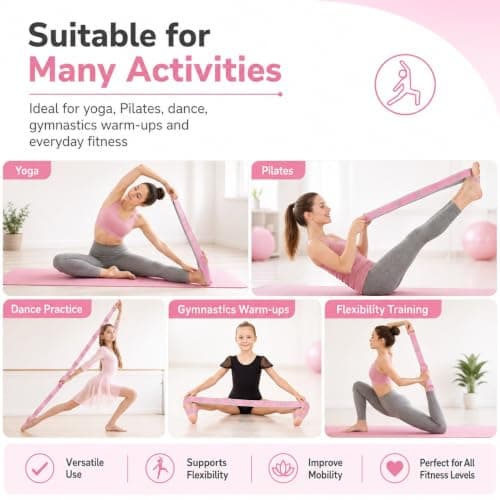 1 PCS Pilates Resistance Band 8 Loop Stretch Exercise Band Pink Adjustable — view 6