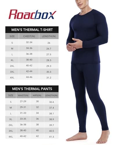 Roadbox Men's Thermal Underwear Sets - Fleece Lined Long Johns Base Layer Tops & Bottoms Quick Dry for Winer Skiing Cycling — view 6