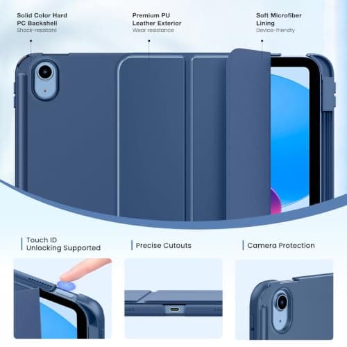 MoKo Slim Case for iPad A16 11 Inch, iPad 11th/10th Gen, Navy Blue — view 3