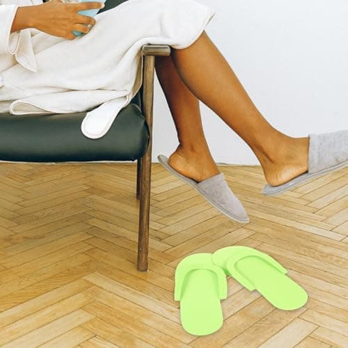 LIFKOME 12 Pairs Portable Disposable Eva Foam Slippers for Pedicure Use, Hotel Supply Multi-pack Spa Slippers, Convenient Single Use Footwear for Travel and Salon Random Color — view 2
