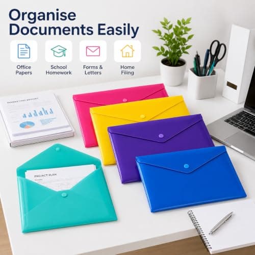 1ABOVE A4 Popper Wallets 5 Assorted Colours Plastic Document Folders — view 5