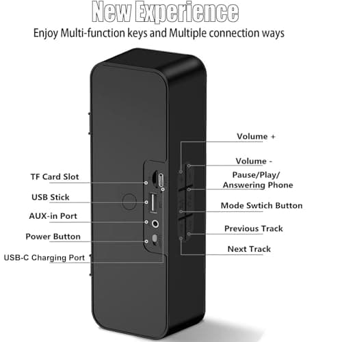 STFMHEZ Bluetooth Speaker, Portable Wireless Speakers Bluetooth 5.0 Speaker with 3D Stereo HiFi Bass, 1200mAh Battery, 12 Hour Playtime, Support Bluetooth/U-Disk/AUX Audio/TF Card — view 2