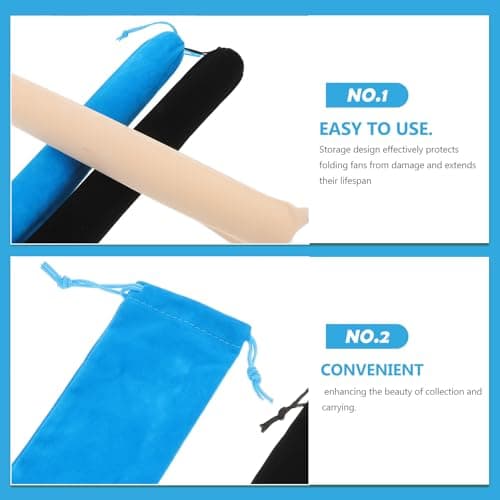 6pcs Velvet Drawstring Folding Hand Fan Pouch for Travel and Decor — view 3