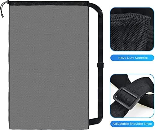 BROTOU Extra Large Sports Ball Bag, Drawstring Mesh Ball Bag, Adjustable Shoulder Strap, Mesh Storage Bag for Football, Basketball, Volleyball, Swimming Gear (30” x 40”) — view 3