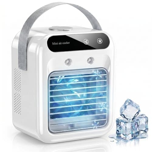 Portable Air Cooler, Mini Air Conditioner with 1800mAh Battery & Water Tank