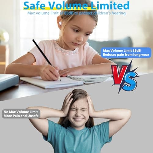 Kids Wireless Earbuds, 85dB Safe Volume Limitted, Earbuds Bluetooth 5.3 with HiFi Stereo & Deep Bass, 30H Play Time, Waterproof, Kids Earbuds with Mic,Earphones for Girls Boys School Travel, Fox — view 2
