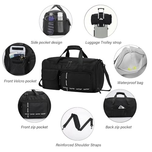 MAXTOP Small Gym Bag for Men Women with Shoe Compartment Wet Dry Separation Black Carry on Mini Duffle Bag for Travel Sports Yoga Fitness Weekend Outdoor Activities — view 6