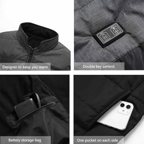 Panngu Heated Jackets for Men with 10000Mah Battery Pack XL, Upgraded Version Heated Vest Warmer Clothing — view 5
