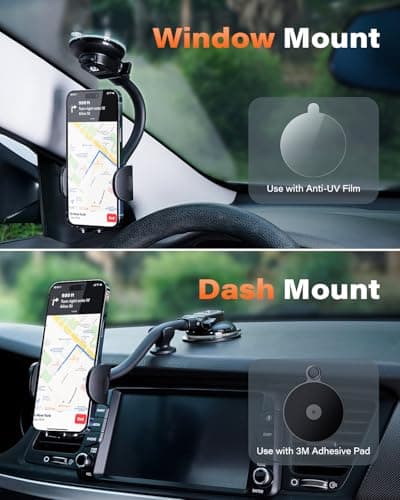 APPS2Car Car Phone Holder - Windshield Mount, Strong Suction, Compatible for 4.7-6.8" iPhone 14/13/12 Pro Max, Samsung S22+ — view 2