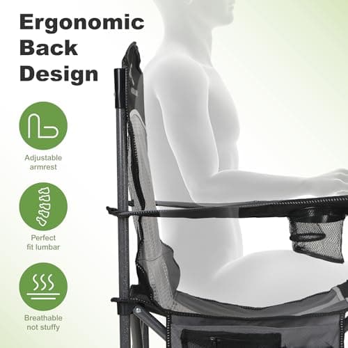 LET'S CAMP Mesh Back Camping Folding Chair for Adults Support 160 KG Black — view 5
