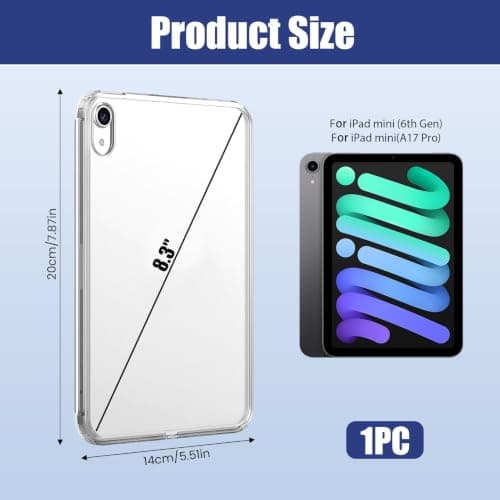 Clear Case for iPad Mini 7th(A17 Pro)2024/Mini 6th Generation 2021, 8.3in — view 2