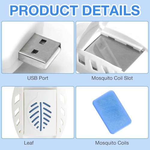 2PCS USB Mosquito Repellent Plug In,Indoor Insect Repellent Plug In,Portable USB Mosquito Ki/ller with 120 Repellent Tablets,Insects Repellent for Travel,Electric Mosquito Repeller for Indoor Outdoor — view 3