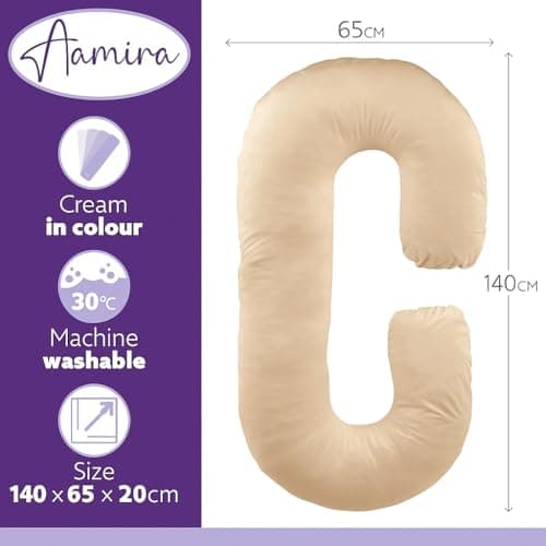 Aamira C Shaped Pregnancy Pillow, Memory Foam, Velvet Cover, Cream — view 3