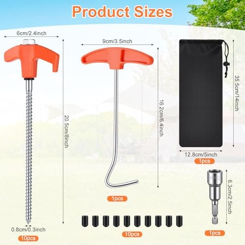 Zourglow 10 Pack Tent Pegs Metal Heavy Duty, Hard Ground Tent Pegs — view 5