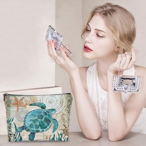 Sea Ocean Turtle Makeup Bag, Zipper Pouch Large Capacity Portable Toiletries, Cosmetic Bag Pouch for Women Girl, Summer Beach Travel Make Up Bag Accessories Organizer Gifts — view 6
