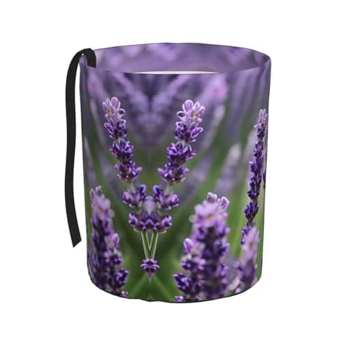 MDATT Purple Lavender Floral Flowers Car Trash Can Leak-Proof Organizer For Long Road Trips And Family Vacations