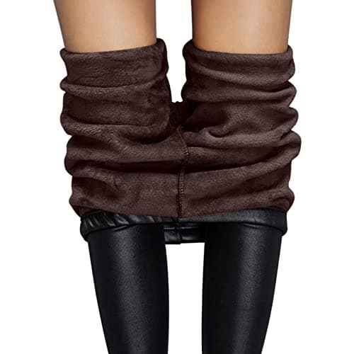Faux Leather Leggings for Women PU Leggings Elasticated Waist Thermal Women UK Thick Fleece Lined Fleece Lined Tights Thermal Warm Winter Thick Yoga Pants Leather (C, XXL)