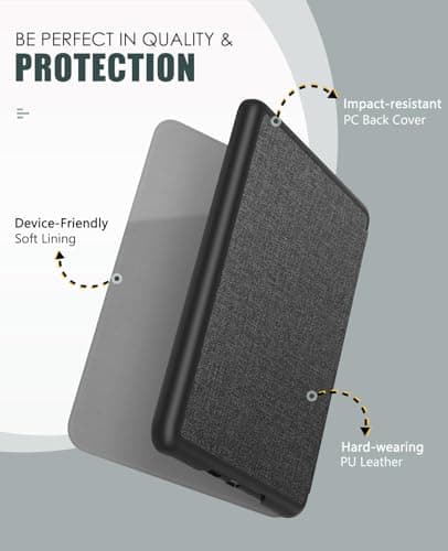 MoKo Case for 7" Kindle Paperwhite 12th Gen & Colorsoft 2024, Denim Black — view 3