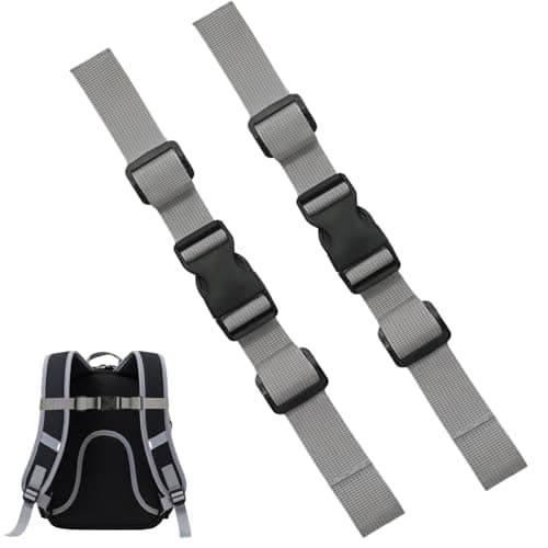 Zcbzbn Pack of 2 Chest Strap Backpack, Adjustable Chest Strap Backpack, Adjustable Chest Strap for School Bag, Nylon with Buckle, for School Backpack Outside Travel, gray, 2cm