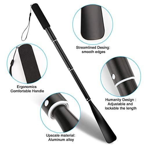 JJDPARTS Shoe Horn Long Handle,36.83" Retractable Shoe Horn,Aluminum Shoe Horn For Men Women Kids Seniors, Black — view 3