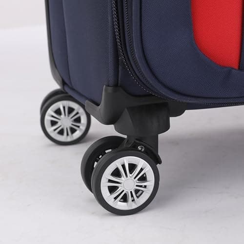 Infinity Leather Expandable 3 Piece Luggage Sets Soft Shell Lightweight Nylon Travel Cabin Case Holiday Suitcase Bags (3 Pcs Set Including Cabin,M,L) — view 6