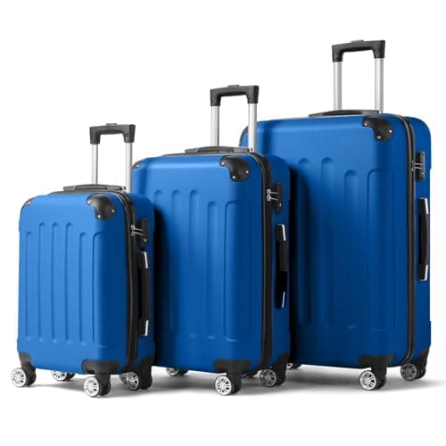 Karl home Lightweight Suitcase Set ABS Hard Shell Luggage, 3-Piece Blue