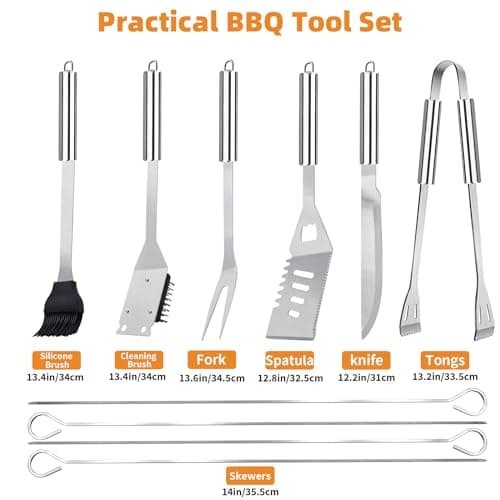 11Pcs BBQ Accessories, Professional Stainless Steel BBQ Grill Tool Set, Portable Barbecue Utensil Set with Case, Birthday BBQ Gift for Men Backyard Outdoor Camping Barbecue Cooking Picnics — view 6