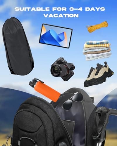 Besttravel Travel Backpack, 45L Hiking Backpacks Water Resistant Multi-functional Trekking Rucksack Travel Laptop Backpack Mens Fits 17.3 Inch Computer for Camping Climbing Cycling, Black — view 3