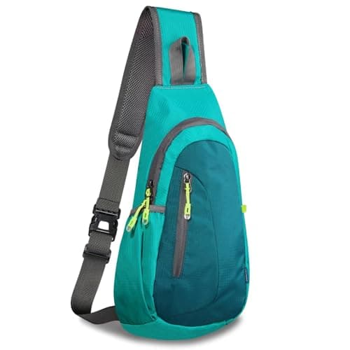 TITECOUGO Small Sling Bag Lightweight Crossbody Bag for Women Rucksack for Men Running Backpack Travel Chest Pack Shoulder Daypack for Gym Work Sports Hiking Outdoor Green/Dark Green