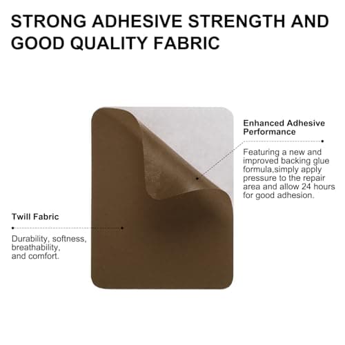 sourcing map 2 Pcs Self-Adhesive Repair Patches 9.5 x 12.5 cm Waterproof Twill Fabric Repair Patch Tape Washable Repair Patch Kit for Down Jackets Clothes Tents Umbrellas Bags, Dark Brown — view 4