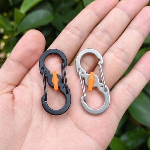 10 Pack Mini S Shape Locking Carabiner Clips,Stainless Steel Lightweight Keychain Hooks, Twist Lock Anti-Theft Safety Design, Small S Biners for Hiking Camping Travel Backpack Keys Pet Tags DIY Crafts — view 6
