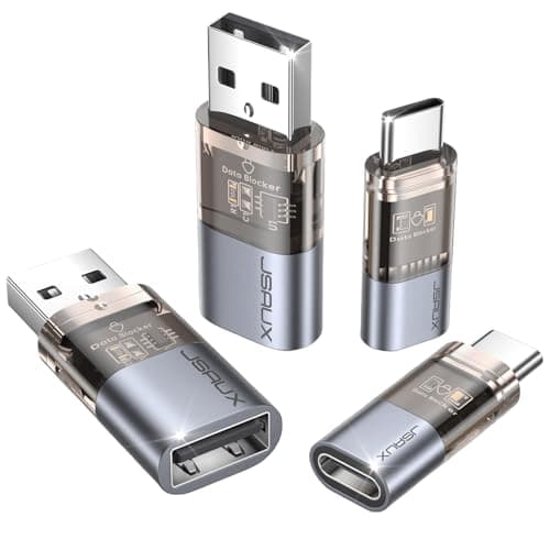 JSAUX USB Data Blocker & USB C Data Blocker, Charge-Only, 4-Pack, Grey
