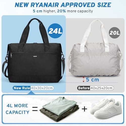 VSNOON New Ryanair Cabin Bags 40x30x20, 24L Hand Luggage Carry on Bag Black — view 3