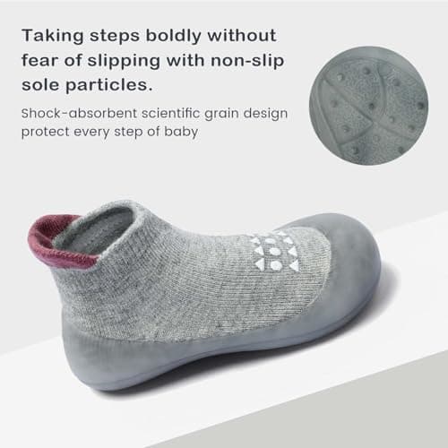Bearbay Baby Walking Sock Shoes Infant Non-Slip Breathable Slippers with Soft Rubber Sole Baby Boys Girls Sneakers,22/23 — view 4