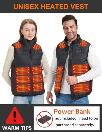 vapesoon Heated Jacket Womens for Men with 26 Heating Zones, Heated Gilet with 4 Zone Controls, Supports USB 5V and 7.4V DC Batteries – Warm Gear for Hiking Cold Weather Jobs – Battery Not Included — view 6
