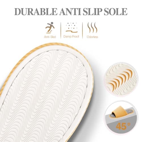 TIECHI Womens Slippers, Ladies Slippers Open Toe Slipper Women, Non-Slip House Memory Foam Slipper Women for Indoor Outdoor, 38-39EU/5-6UK, Yellow — view 6