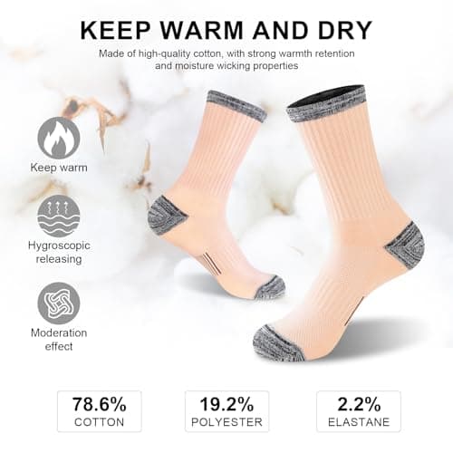 inaWarm Women's Cotton Walking Socks, 6 Pairs, Cushioned and Thermal — view 6