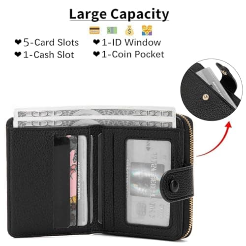 CHAOFANXI Small Purses for Women, Card Holder Ladies Wallets, Bifold Leather Card Wallet Organizer, RFID Blocking Wallet for Women with Zipper Coin Pocket with Multiple Card Slots,Silver — view 4