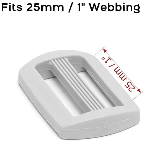 SolaDirect 3 Bar Tri Glide Sliders Buckles Fasteners for 25 mm / 1 in Webbing Strap, Backpack, Bag, Accessories, White Delrin Plastic (Pack of 5) — view 3