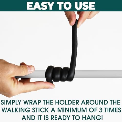 Walking Stick Holder | Pack of 3 Ties | Crutches Holder | Walking Stick Safe | Storage for Walking Stick | Hang Your Crutches Anywhere | Stop Walking Stick Falling to the Ground | Mobility Accessories — view 3