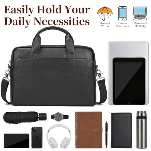 JulBean Leather Laptop Bag for Men, Fits 15.6 Inch Notebook — view 6