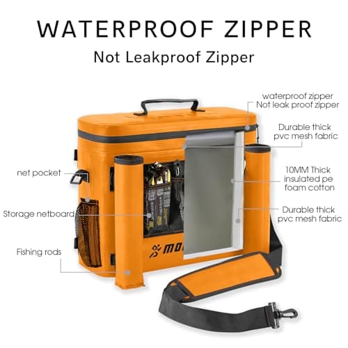 MORXPLOR Kayak Cooler, Waterproof Kayak Seat Back Cooler, 12L, Orange, Perfect for Kayaking, Picnic, Beach, Camping, Parties, Lunch Bag — view 4