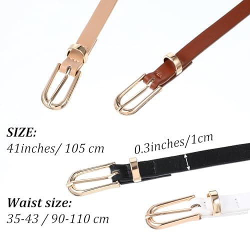 Wanmu 4 Pack Women Skinny Leather Belts for Jeans Thin Waist Belt — view 2