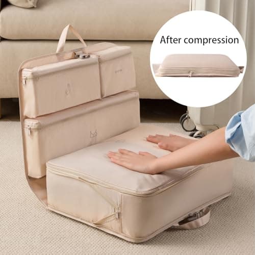 Compression Packing Cubes for Suitcases Packing Cubes Compression Set for Travel Essentials Suitcase Organiser Bags Travel Cubes Camping Storage (Pink) — view 6