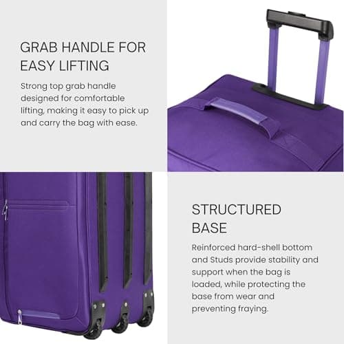 Rocklands® Lightweight Luggage Rolling Holdall Suitcase Wheeled Duffle Bag Cargo Sport Travel Bag RL501 (Purple, Large - 32" (H84 x L42 x W40 cm)) — view 6